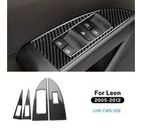 TEMU Adhesivo de Fibra de Carbono Real para Panel de Botón de Ventana y Adorno del Asiento Leon 2005 2006 2007 2008 2009 2010 2011 LHD RHD