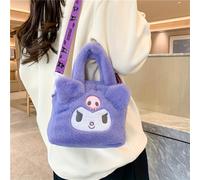 TEMU Adorable Bolso Tote de Felpa de Sanrio, con Hello Kitty, Kuromi, My Melody y Billeteras de Cinnamoroll, junto con un Bolso Cruzado de Anime de Dibujos Animados Esponjoso