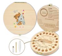 TEMU Adorable de madera para guardar , para guardar recuerdos y historias clínicas dentales. Un regalo encantador para o , con un diseño de oso con el alfabeto.