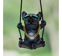 TEMU Adorno Colgante para Coche - Perro con Gafas de Moda en Columpio + Cadena Decoración para Auto, Adornos Lindo para Espejo Retrovisor del Coche