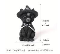 TEMU Adorno de Estatua de Gato Negro Mágico Gótico , Escultura de Resina de Gato de , Adecuado para Decoración de Escritorio en el Hogar y Jardín, Regalo de Halloween