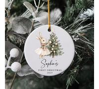 TEMU Adorno Navideño Personalizado Individual, con un Diseño para el Primer Navidad de 2025, que un Conejito Adorable y un Árbol de Navidad. Ideal para Regalos de Acción de Gracias y Navidad