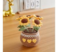 TEMU Adorno para Tablero de Coche - Bonsái a con Crochet, Flor Eterna Decoración para Auto y Hogar