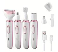 TEMU Afeitadora Eléctrica 4 en 1 Recargable para Mujer, Depiladora para Cuerpo y Rostro, Ideal para Bikini, Piernas, Zona Ósea, Cara y Axilas. Inalámbrica, Recambiable