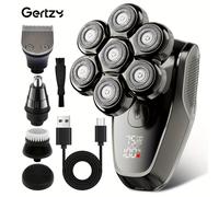 TEMU Afeitadora Eléctrica de Cuchillas con Pantalla Digital, Ajustes de Velocidad Ajustables, Cabezal de Succión Magnética Multifuncional y Diseño en Uno para de Cabello Calvo, Como Regalo del Día .