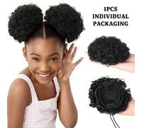 TEMU Afro Puff Coleta con Cordón para el Pelo, Corta y , Extensiones de Pelo Sintético con Clip, Extensiones de Pelo Elegantes y de Natural para Uso Diario, Accesorios para el Pelo, Halloween, Navidad