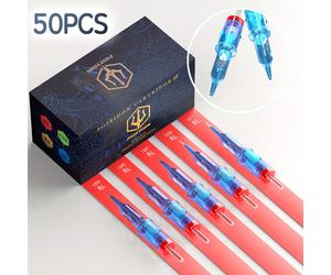 TEMU Agujas de para Poseidon 50pcs Tamaños | Agujas Redondas Liner Shader Curvas/Redondas 3RL 5RL 7RL 9RL 5RS 7RS 9RS 7M1 7RM 9RM (50pcs #12 Estándar) Aguja de y Seguridad para Pluma de