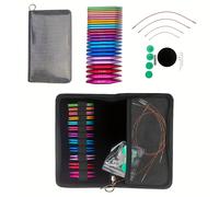 TEMU Agujas de tejer circulares de de aluminio , cable desmontable, herramientas de costura de suéteres con kit de accesorios, color