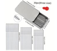 TEMU Agujas de tejer de acero inoxidable de varios tamaños con ojo grande, ideales para tejido a y manualidades hechas a , empaquetadas pequeña