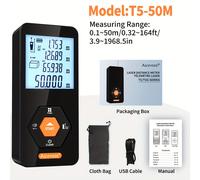 TEMU Aicevoos Láser Digital Recargable 50M 70M 100M 120M | Medidor de Distancia Láser, Cinta Métrica Electrónica, Infrarrojo, Polímero Litio