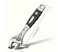 TEMU AIRAJ Llave Ajustable de 8 Pulgadas, Ancha con Empuñadura Antideslizante en Goma, Escalas Métricas/SAE, Acero Premium y Cromado