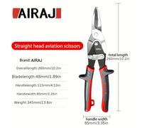 TEMU AIRAJ Tijeras de Corte Pesado de 10" Herramientas Manuales Aviación Cortaláminas Multidireccionales para Metálica Tijeras Industriales Profesionales