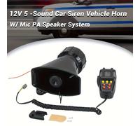 TEMU Alarma para coche de 12V con micrófono - Bocina de motocicleta potente, altavoz de para vehículos y camiones, material ABS, acabado mate, universal para coches, camiones y barcos