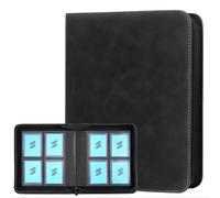 TEMU Álbum de 4 bolsillos para cargar desde | Capacidad para 112 tarjetas coleccionables, soporte rígido para tarjetas de 3" x 4", material de cuero sintético para tarjetas deportivas