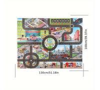 TEMU Alfombra de Juego de Tráfico Extra Grande 100x130 cm con Diseño 3D de Calles, Vehículos y Edificios - Parque Educativo de Estacionamiento para /Navidad/Halloween