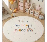 TEMU Alfombra Redonda de Peluche con Diseño " Es Mi " - Antideslizante, Lavable, con Detalles de Estrellas y Coloridos para la Habitación de los Niños, o Sala de Juegos, Alfombras para