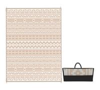 TEMU Alfombra reversible para exteriores de Outsunny 3,7 x 2,7 m, alfombra de suelo con geométrico en PP resistente a , bolsa de transporte incluida, alfombra para exterior, caqui y beige