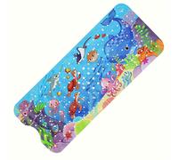 TEMU Alfombrilla de Bañera Extra Larga Antideslizante con Ventosas y Agujeros de Drenaje, Diseño Marina, Lavable en Máquina, 40x16 pulgadas, Tema Azul, Accesorios para