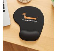 TEMU Alfombrilla de Ratón con Reposamuñecas - Diseño Adorable de Dachshund, "Va a Ser un Largo Día" - Accesorios de Oficina y Escritorio Ideales para el Hogar