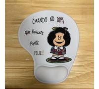 TEMU Alfombrilla de ratón ergonómica con reposapiés para muñeca | Material de silicona, diseño de niña pequeña con en inglés, azul, duradera y , ideal para oficina, juegos y de estudio