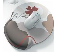 TEMU Alfombrilla de Ratón Ergonómica con Soporte para Muñeca y Base Antideslizante en PU - Diseño Floral Abstracto , Marrón y Rosa, Accesorio para Oficina y Hogar, Elegante Alfombrilla de Escritorio