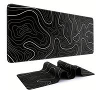 TEMU Alfombrilla de Ratón Topográfica XL - Gran Tapete de Escritorio y Negro con Base de Goma Antideslizante para Teclado y Ratón, Accesorio de Escritorio de Oficina Extendido