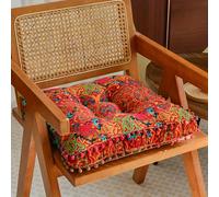 TEMU Almohada de felpa estilo bohemio - Diseño de flores coloridas, material de poliéster tejido, para oficina, yoga, cojín de suelo, vehículo, y tapete de asiento de meditación, cojín de asiento