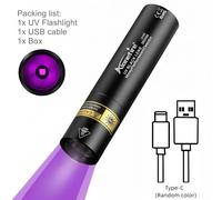 TEMU Alonefire Lámpara de UV de Calidad 365nm | Linterna LED con Batería Recargable USB Incorporada, Aleación de Aluminio, Haz de Foco, No resistente , Interfaz Tipo-C