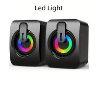 TEMU Altavoz de Escritorio con Sonido de , Graves Potentes, Conexión por Cable para , Efectos de Iluminación RGB, Diseño de Altavoces Dobles USB, Estilosa Adecuada para Computadoras y Portátiles