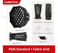 TEMU AMBITFUL PS45 Mini Softbox Octagonal Portátil con Montura Bowens y Difusor de Rejilla - 45cm para Fotografía de Estudio con Cámaras DSLR, Grabación de Video, Compatible con Luces LED