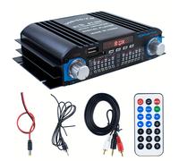 TEMU Amplificador de Sonido HiFi de 4 , Amplificador de Audio Digital Bluetooth de 1600W de Potencia , Reproductor de Karaoke, Radio FM, Compatible con Control Remoto