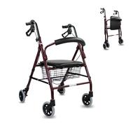 TEMU Andador para ancianos Plegable Frenos manuales y bloqueables Aluminio Con cesta y resistente Con asiento 4 ruedas