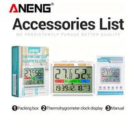 TEMU ANENG AP01 Termómetro Reloj Electrónico de Precisión, Pantalla de y Humedad, Nivel de Comodidad, Alarma con Aviso Horario, Se Puede Colgar o Dejar de Pie Sin Batería