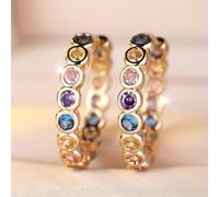 TEMU ANGOL Par de Aretes Clásicos y Versátiles de Zirconia Sintética Multicolor, Unisex, Joyería de Moda con Estilo Étnico y Exquisito