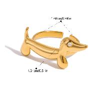 TEMU Anillo Abierto de Diseño Único para Gatos y Perros, Acero Inoxidable Chapado en Oro de 18K, Anillo Minimalista Versátil y Elegante para Mujeres