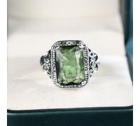 TEMU Anillo Cuadrado de Zirconia Sintética Vintage - Diseño Floral en Cobre para Aniversario de Boda, o , Joyería Elegante para Mujeres y Ocasiones Especiales