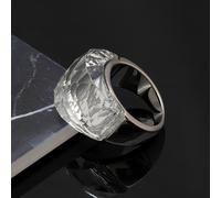 TEMU Anillo de acero inoxidable de titanio elegante para mujeres, moda de calidad con piedra artificial blanca, estilo de fiesta para damas, montura de vidrio, para todo el año, para vacaciones y