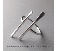 TEMU Anillo de Doble Barra: Diseño de Barra Larga Paralela, Tono Plateado, Estilo Minimalista, Ideal para el Uso Diario y para Fiestas