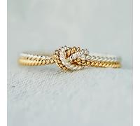 TEMU Anillo de para mujer con diseño de nudo fácil en dos colores, para uso diario casual y fiestas, un accesorio elegante