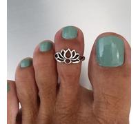 TEMU Anillo de Pie Ajustable para Mujer con Diseño de Calada y Hueco, Color Plateado Antiguo, Joyería Nueva y Original