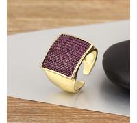 TEMU Anillos Abiertos Geométricos Irregulares de Diseño y , Forma Rectangular Ajustables para Mujer con Incrustaciones de Cobre y Circonita 3A, Joyería para Dedo - Regalo