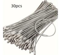 TEMU Anillos de Cable de Acero Inoxidable para Llaveros, Cable Trenzado, Anillo para Etiquetas de Equipaje con Tuerca de 2mm y de 15cm (5.90in) - 30 Piezas