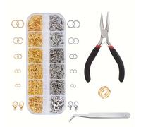 TEMU Anillos de , utilizados para suministros de fabricación de joyas y reparaciones de collares, con alicates para anillos de y anillos de abiertos (1200 piezas)