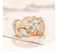 TEMU Anillos elegantes y vibrantes con hojas de y zirconia , perfectos para que las mujeres los o en banquetes, mostrando un estilo único
