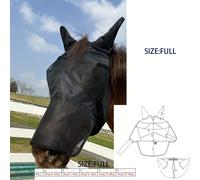 TEMU Antimoscas de Teslín para Caballos - Mascarilla con Cubierta Nasal Larga, Material de Poliéster, Protección Cabeza en Caluroso y Estabulación