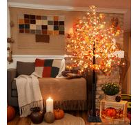 TEMU Árbol de eucalipto artificial con luces LED de 150/180 cm, 1 pieza, Árbol de eucalipto de otoño para de otoño, decoración para ocasiones generales de