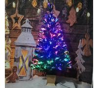 TEMU Árbol de Navidad de fibra óptica preiluminado de 3 pies, luces LED multicolores, puntas de realistas, PVC, USB, 36 V, decoración navideña para interiores, no pilas.