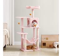 TEMU Árbol para Gatos, Altura 143 cm, de Gatos, con 4 Postes Rascadores, 2 Plataformas, 1 Cueva, 1 Hamaca, 2 , Tela de Felpa, Multinivel,