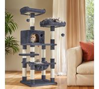 TEMU Árbol para Gatos de 143 cm, Tela de Felpa, 11 Postes Rascadores, 2 , 2 Plataformas, 1 Hamaca, 1 Cueva