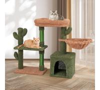 TEMU Árbol para Gatos, para Gatos con Diseño de Cactus Verde con , Hamaca, Plataforma, Postes de Rascado de Sisal, Cojín Lavable, Árbol Rascador para Gatos 90 x 30 x 81 cm